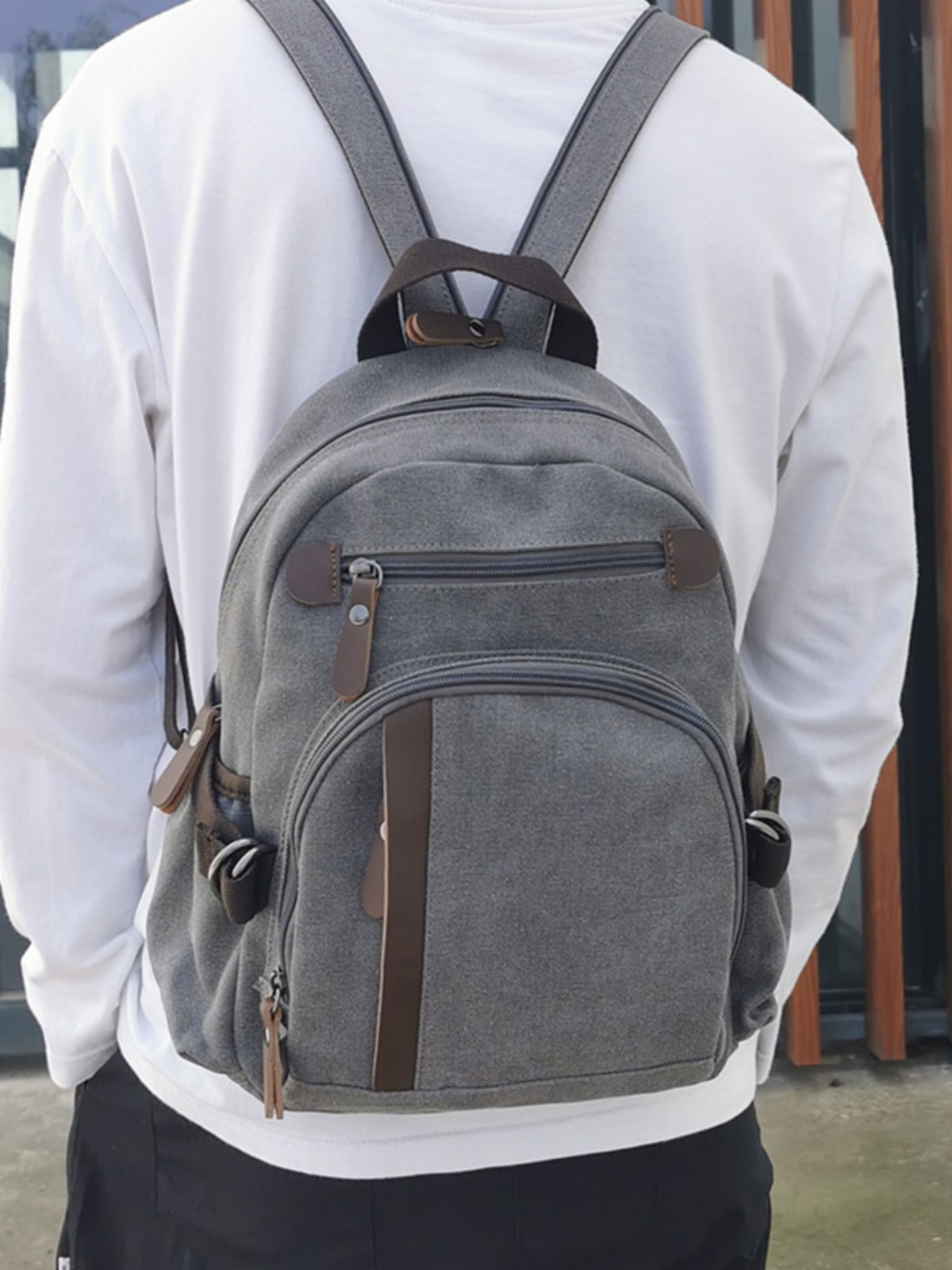 Canvas Backpack Casual - กระเป๋าเป้สะพายหลังผ้าใบขนาดเล็ก กระเป๋าคาดหน้าอกอเนกประสงค์สำหรับผู้ชาย กระเป๋าเดินป่าแบบสบาย ๆ กระเป๋าเดินทางผู้หญิงทันสมัย สไตล์สำหรับเดินทาง